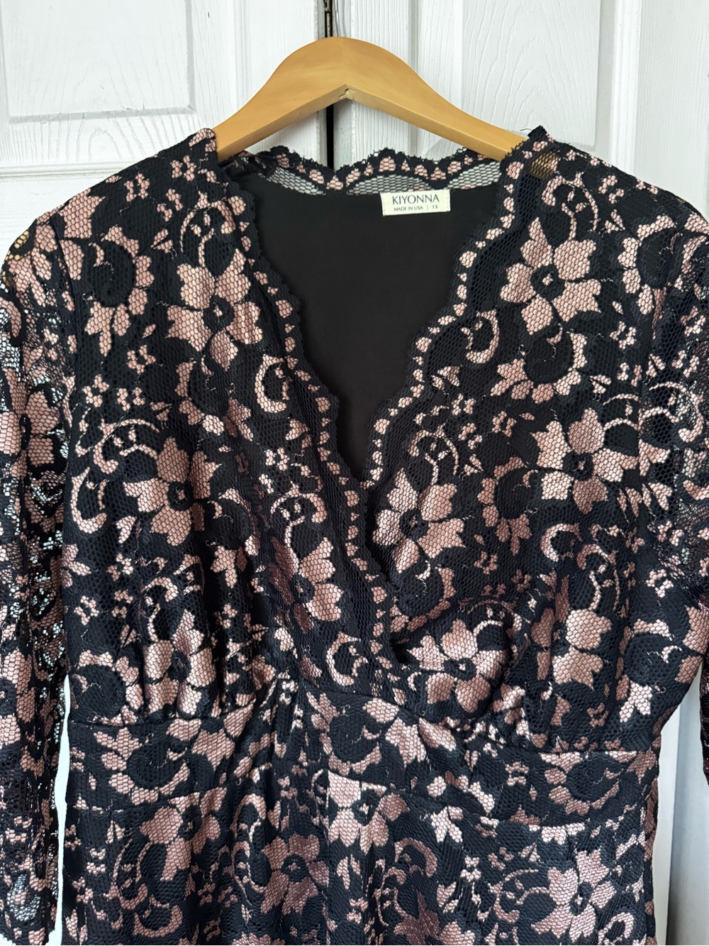 Kiyonna Black Dress with Blush Lace Accents - Picture 5 of 8